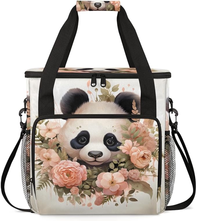 Cute Panda Coffee Maker Carrying Bag Garland Portable Travel Storage Tote Bag Compatible with K-Mini or K-Mini Plus Single Serve Coffee Brewer Carrying Case with Multiple Pockets &amp Shoulder Stra