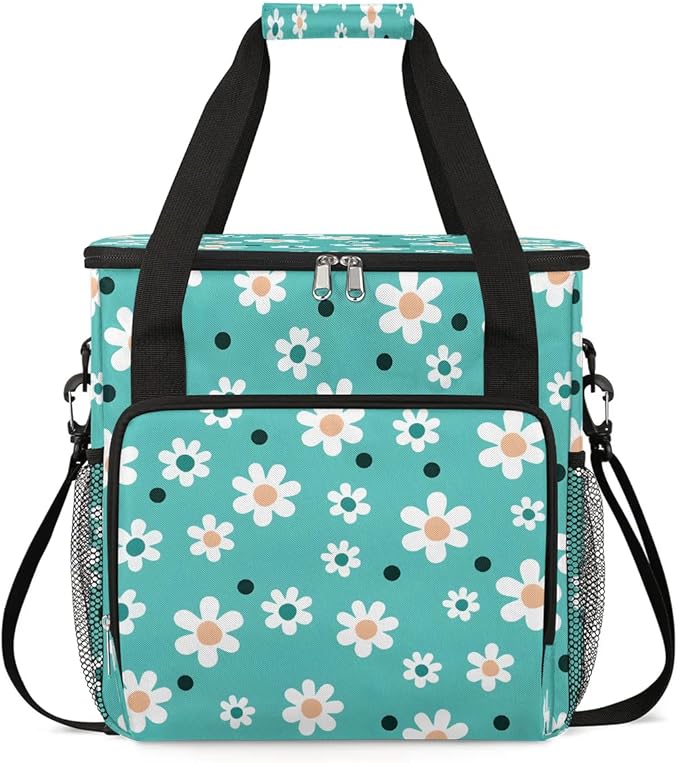 Cute Daisy Flowers Coffee Maker Carrying Bag for Keurig K-Mini or K-Mini Plus Storage Portable Coffee Maker Travel Bag
