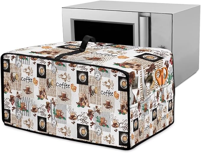 Mumeson Coffee Pattern Toaster Cover Bread Maker Protection for Kitchen Small Appliance Dust Cover Lightweight Fingerprint Protector