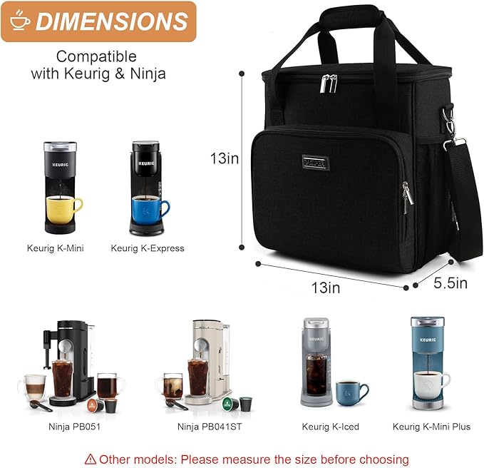 BAGLHER Coffee Maker Travel Bag Compatible with Keurig K-Mini Keurig K-Express Keurig K-Iced or Other Accessories Portable Coffee Maker Case with Shoulder Strap for Travel Black