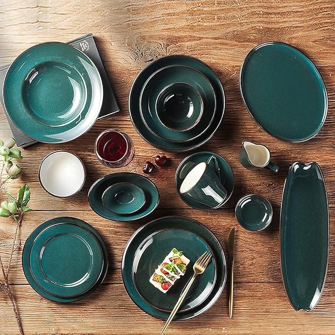 Porcelain Dinnerware Sets Plates and Bowls Sets 48pcs Ceramics Dinnerware Sets Porcelain Dishes Set Complete Table Service Compatible with Microwave and Dishwasher