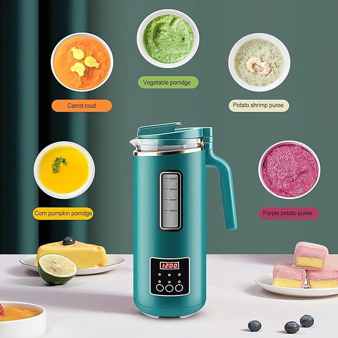 Mini Soy Milk Maker 600ml 110V Quiet Blender with 9 Functions Automatic No-Filter No Net Grinding Touch Control for 1-2 People Baby Food Juice Hot Drinks