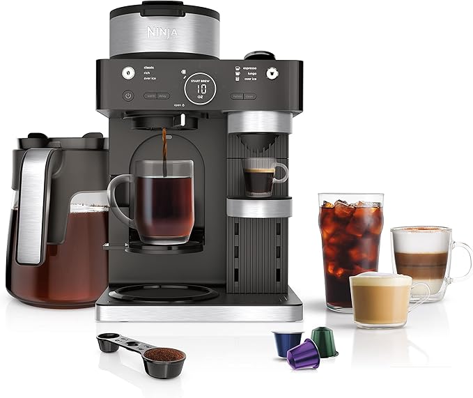 Ninja Espresso &amp Coffee Maker &amp Barista System 3 Espresso Brew Styles Single-Serve Coffee &amp Nespresso Capsule Compatible Built-in Frother Espresso Cappuccino &amp Latte Maker Black