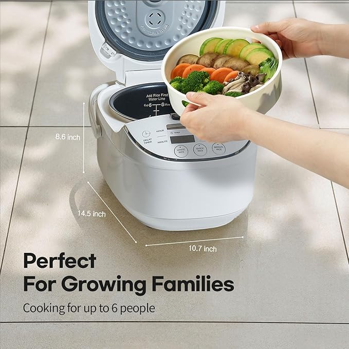 CUCHEN CRM-G0601WUS | 6 Person | Micom Rice Cooker 6 Cup (Uncooked) 1.4Quarts | 12 Cup (Cooked) Slow Cooker and Warmer | Direct Touch control | Nonstick Inner Pot | Delay Timer