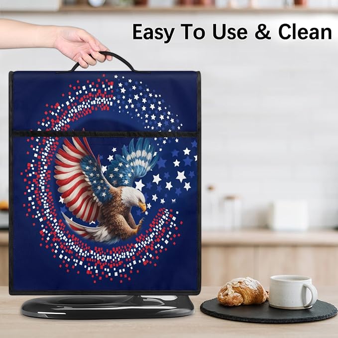 Kitchen Aid Mixer Cover Animal Eagle American Flag Stand Mixer Cover Compatible with 6-8 Quarts Stand Mixers Dust Covers with Zipper Pocket Foldable Washable Kitchen Aid Organizer Bag