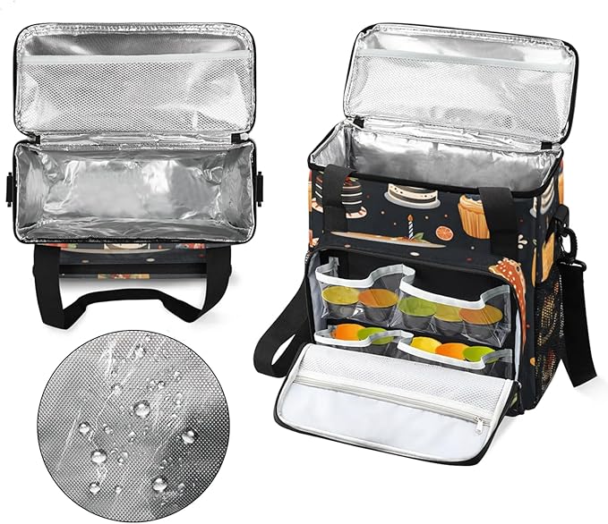 Delicious Cakes Coffee Maker Travel Bag for Keurig K-Mini/K-Mini Plus Insulated Waterproof Tote with Pockets for K-Cup Portable Single-Serve Brewer Case