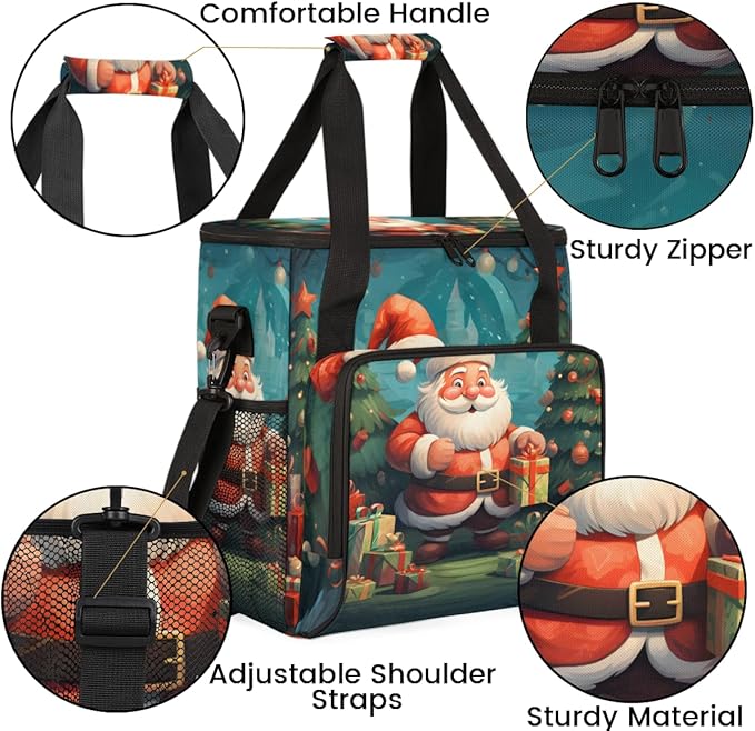 Colorful Santa Claus Coffee Maker Carrying Bag Graffiti Santa Claus Travel Storage Bag Compatible with K-Mini or K-Mini Plus Single Serve Coffee Brewer Carrying Case with Pockets &amp Shoulder Stra
