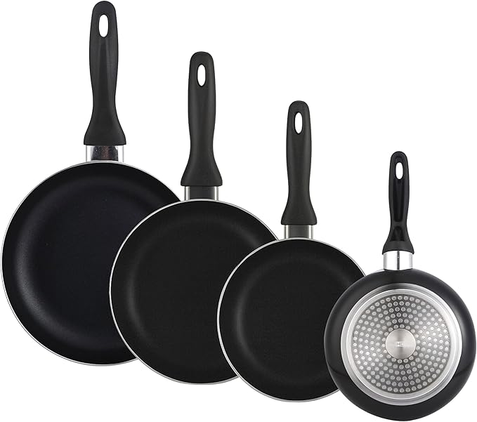 Well Home Set of 4 Pans Diameter 16 Diameter 20 Diameter 24 Diameter 28 cm Made of Pressed Aluminium in Metallic Grey