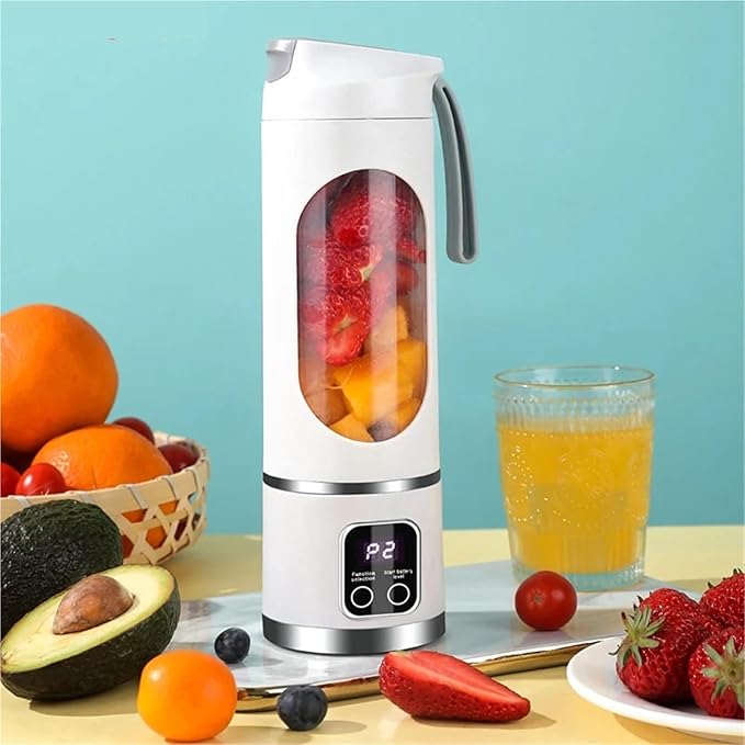 Portable Fruit Juice Blender Small Electric Juicer 12 Blade Head Juicer Cup Mixer Machine Smoothies Blender Compatible With Home 3000mAH(Tank side panelsA)
