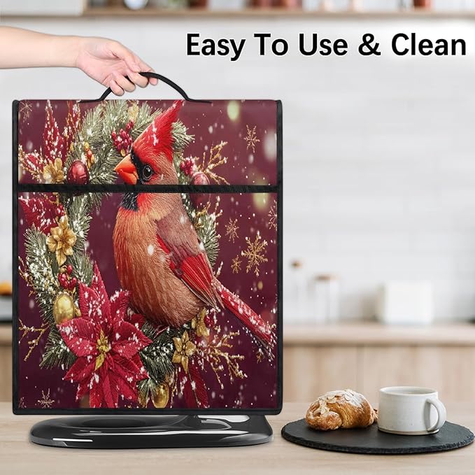 cfpolar Kitchen Aid Mixer Cover Compatible with 6-8 Quarts Christmas Bird Cardinal Stand Mixer Cover Kitchen Aid Mixers Accessories Appliance Organizer Bag Dust Covers with Zipper Pocket