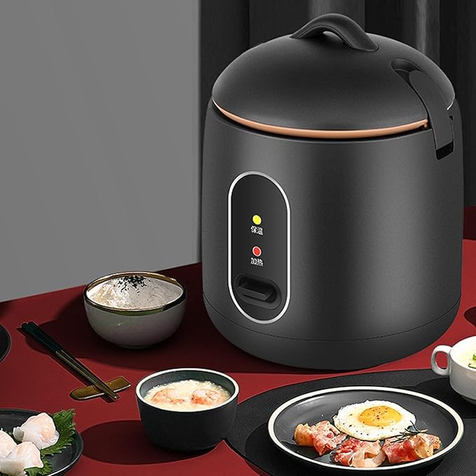 Compact Home Rice Cooker Small Black Automatic Rice Cooker 1LCapacity with Thermal Rice Cooker and Steaming Pot Liner for Dormitories and Small Kitchens