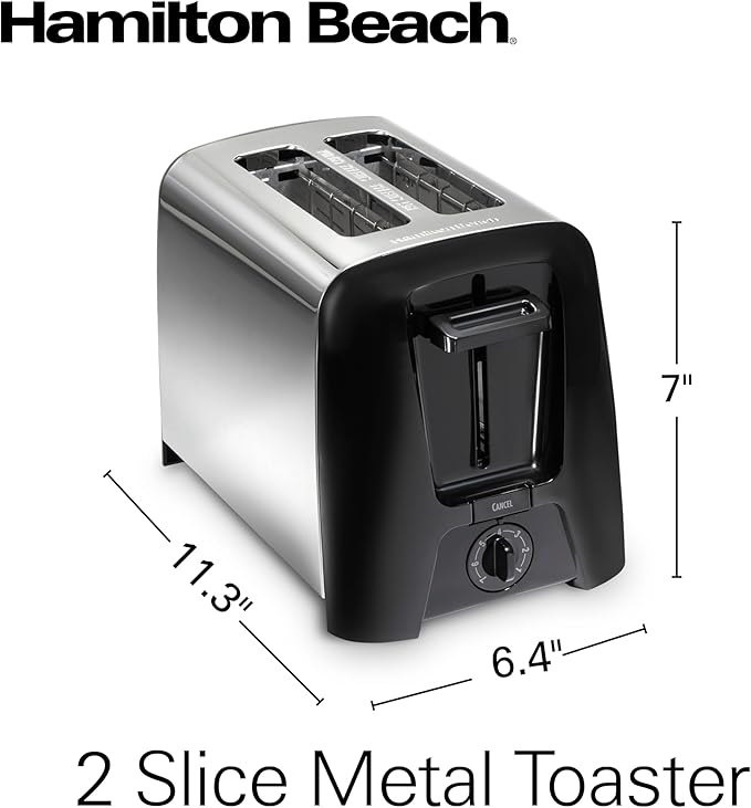 Hamilton Beach 2 Slice Toaster with Extra Wide Slots Shade Selector Auto-Shutoff Cancel Button and Toast Boost Black
