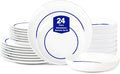 Stone Lain Luna 24-Piece Porcelain Dinnerware Set Plates and Bowls Set Dish Set for 8 Blue