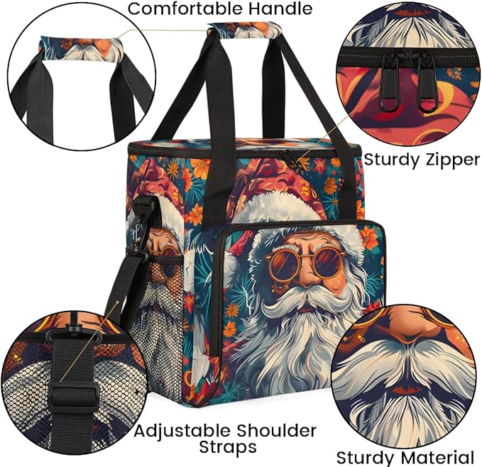 Cute Santa Claus Coffee Maker Carrying Bag Bright Santa Claus Travel Storage Bag Compatible with K-Mini or K-Mini Plus Single Serve Coffee Brewer Carrying Case with Multiple Pockets &amp Shoulder S