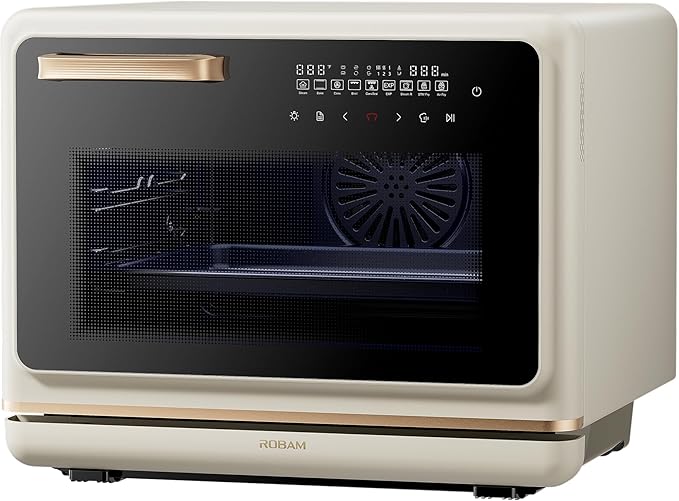 ROBAM Toaster Air Fryer Oven Combo Countertop Convection Cooker with Bake &amp Fry 1.2 Cu.Ft Large Capacity Combi Steam Oven 32 Preset Recipes Smart Touch Precise Temp Control Multi-Stage (White