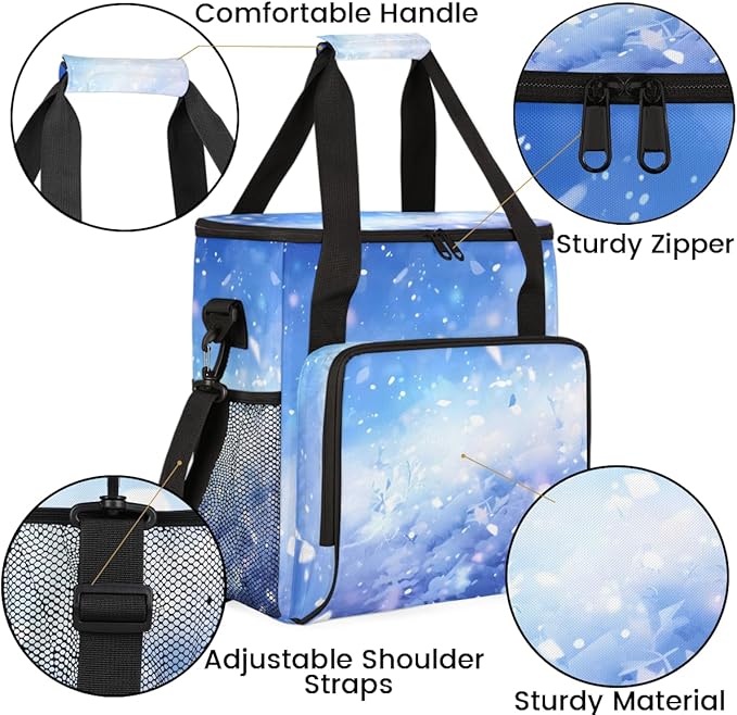 Glitter Coffee Maker Carrying Bag Sky blue Portable Travel Storage Tote Bag Compatible with K-Mini or K-Mini Plus Single Serve Coffee Brewer Carrying Case with Multiple Pockets &amp Shoulder Strap