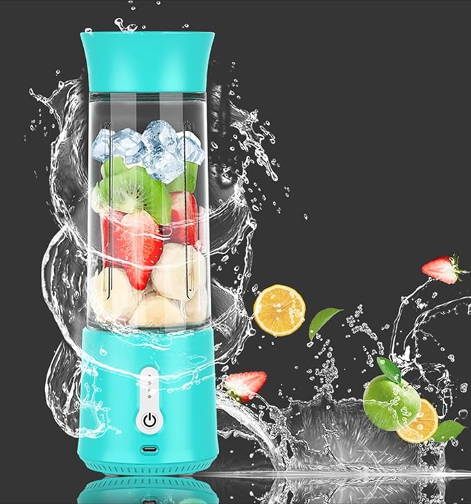 Portable Blender with USB Charging Personal Size Smoothie Maker 500ml Glass Cup 304 Stainless Steel Blades (as shown)
