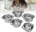HEEPDD 5 Piece Stainless Steel Cookware Set Pots and Pans with Glass Lids Dishwasher Safe for Kitchen Home Cooking Soup Sauce Stockpot Induction Compatible
