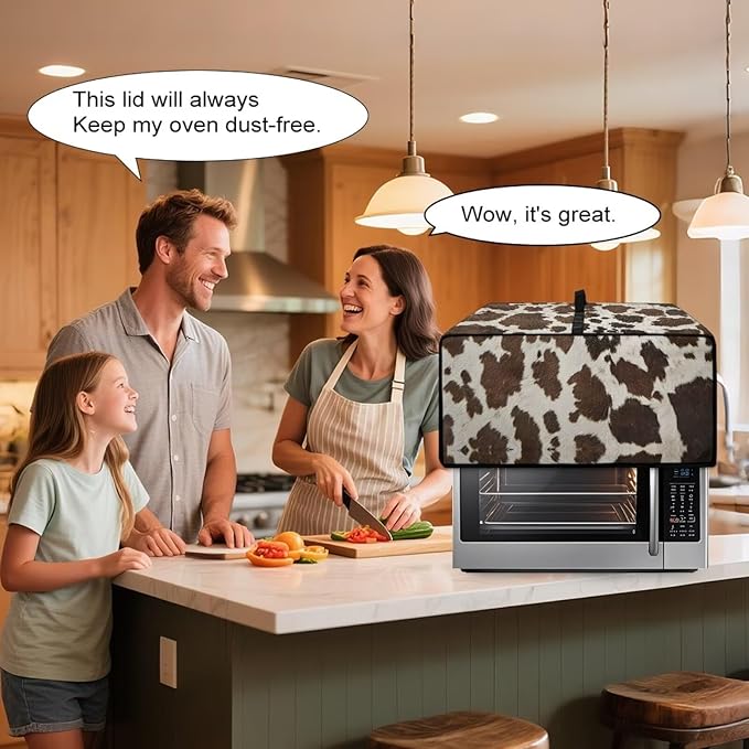 Doojoayie Brown Cow Print Toaster Oven Cover 4 Slice Bread Machine Cover Universal Fit Small Appliance Dust Protector Simple Style Kitchen Decoration