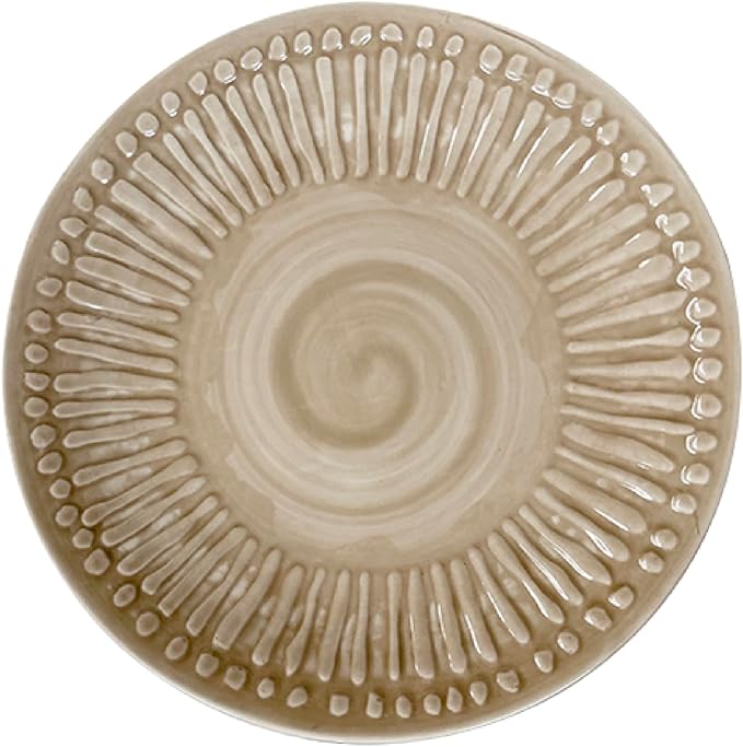 Artesa Color Full Mix Match 4 Dinnerware Set -4 Piece Handmade Ecuadorian Ceramic Pink &amp Mint with Embossed Pattern Plates Bowls &amp Cups Lead-Free Microwave Safe 11.4-Inch Plates