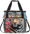 Tiger Coffee Maker Carrying Bag Oil Painting Flower Travel Storage Bag Compatible with K-Mini or K-Mini Plus Single Serve Coffee Brewer Carrying Case with Multiple Pockets &amp Shoulder Strap