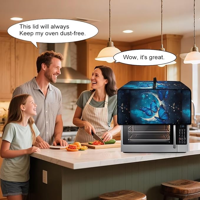Convection Toaster Oven Cover with Storage Pockets Fits Machines Up to 18.5x14.5x9 Convection Toaster Oven Covers for Family Kitchen Essential Moon Butterfly