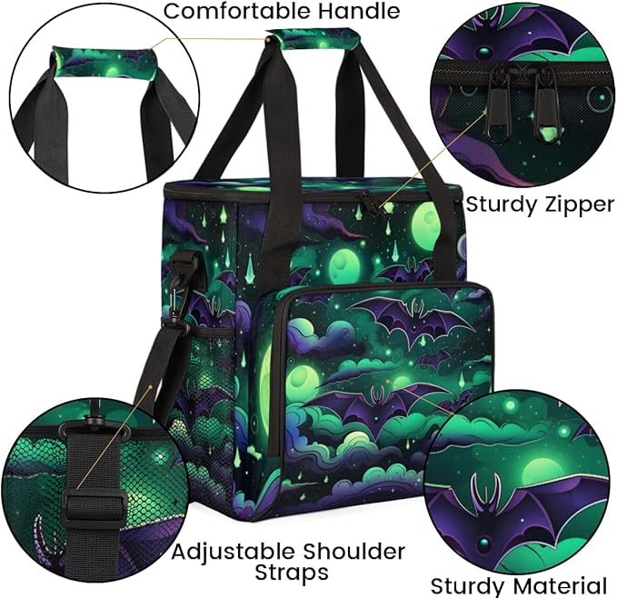 Halloween Bat Coffee Maker Carrying Bag Abstract Bat Travel Storage Bag Compatible with K-Mini or K-Mini Plus Single Serve Coffee Brewer Carrying Case with Multiple Pockets &amp Shoulder Strap