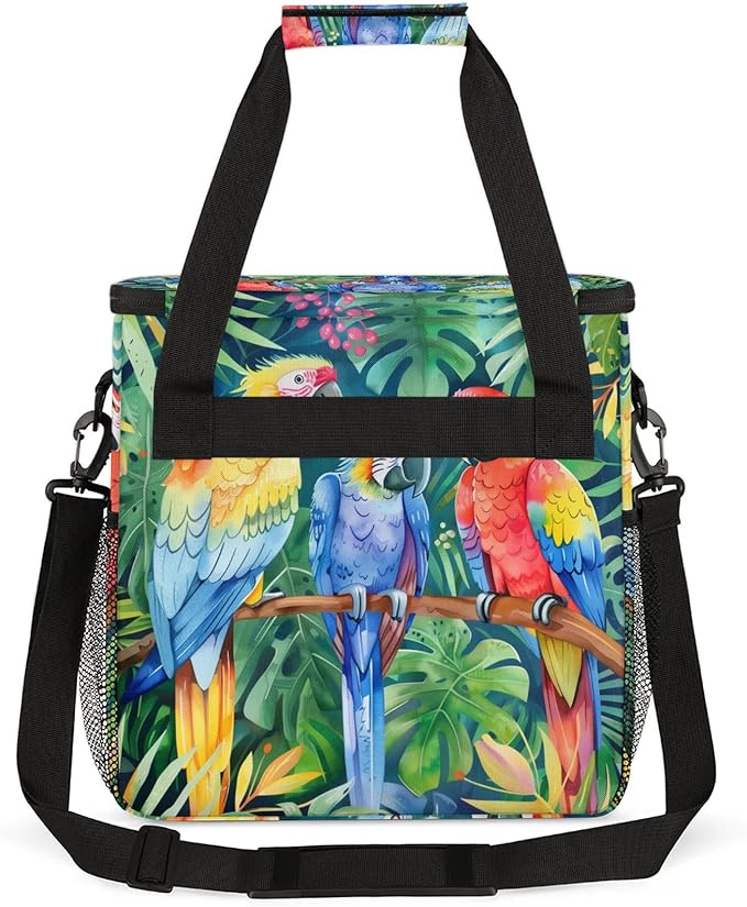 Parrot Bird Travel Coffee Maker Carrying Bag Large Organizer Storage Tote Bag Insulated Reusable Cooler Grocery Bags
