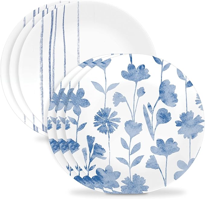 Corelle 18-Piece Dinnerware Set Service for 6 and Corelle 6-Piece 8.5 Lunch Round Plates | Vitrelle Triple Layer Glass Dinnerware