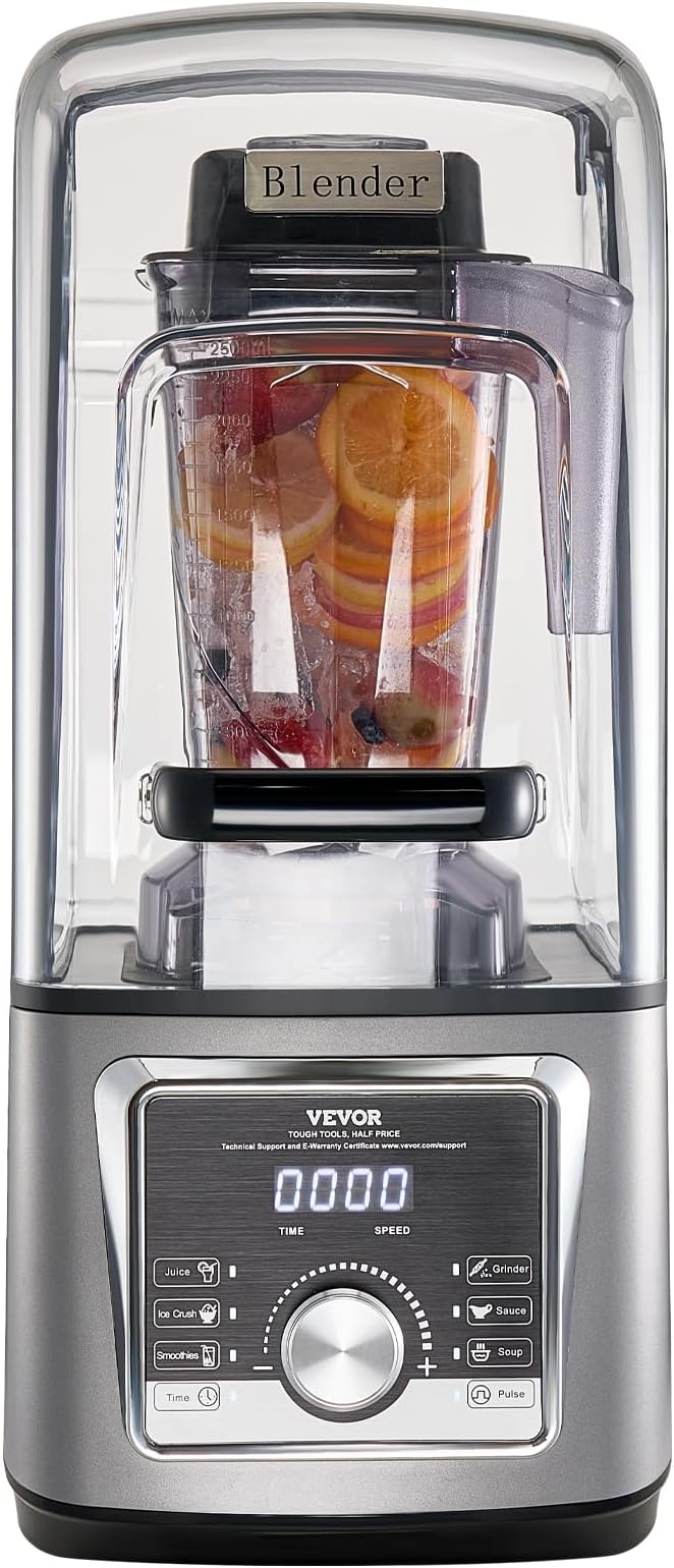 VEVOR Blender for Smoothies 85 oz 1400W Professional Blender with Powerful Motor Multi-Functional Food Processing with Noise Cover for Smoothie/Milkshake/Juice Fits for Kitchen