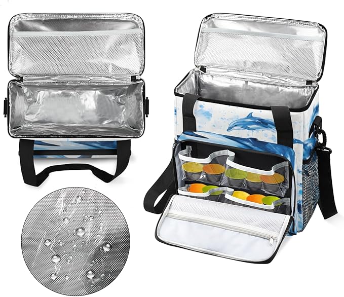 Dolphin Coffee Maker Carrying Bag Watercolor Dolphin Travel Storage Bag Compatible with K-Mini or K-Mini Plus Single Serve Coffee Brewer Carrying Case with Multiple Pockets &amp Shoulder Strap