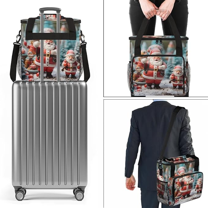 Colorful Santa Claus Coffee Maker Carrying Bag Dreamy Santa Claus Travel Storage Bag Compatible with K-Mini or K-Mini Plus Single Serve Coffee Brewer Carrying Case with Pockets &amp Shoulder Strap