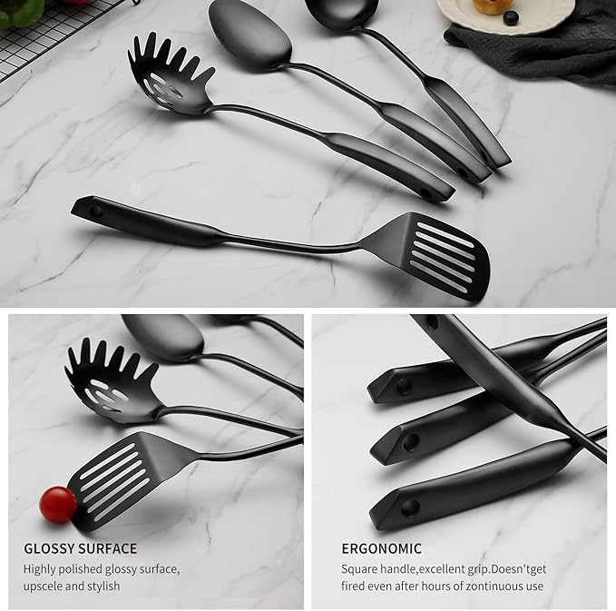 9PCS Silverware Set for 304 Stainless Steel Kitchen Utensils Set Cooking Utensil Set 15 Inches All Metal Cooking Tools Wok Kitchen Cookware Set with Spatula Useful Pots and Pans Accessories