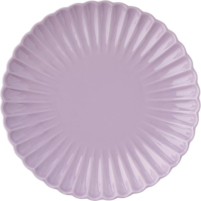 12 Pieces 4-person Set of Ceramic Tableware Including Plates Salad Plates Bowls Etc. with A Wave-shaped Design. Suitable for Daily Dining and Gatherings with Friends. Purple Tableware Set