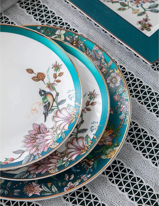 Dinnerware Sets - Luxury Dishes Service Set 70Pcs Bone China Dinnerware Set Palace Style Color Ceramic Tableware Set Service For 10 People