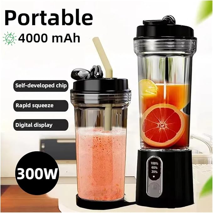Fit for Portable Multifunctional Power Juicer with Strong Motor &amp 4000mAh - Ideal for Indoor &amp Outdoor Use(Black 4000mAh)