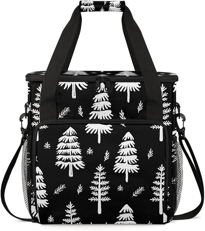 Trees Plant Coffee Maker Travel Bag for Keurig K-Mini/K-Mini Plus Insulated Waterproof Tote with Pockets for K-Cup Portable Single-Serve Brewer Case