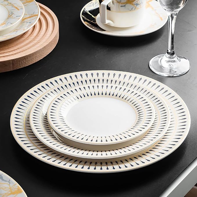 24-piece dinnerware sets dish set for 6 ceramic round plates white kitchen dish set with dinner plates and cup plates and cups set daily use dishwasher safe for housewarming party