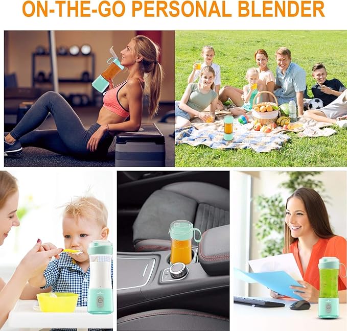 Vaeqozva Portable Blender USB Rechargeable Personal Mixer Fruit Mini Blender for Smoothie Fruit Juice Protein Shake Milk Shakes Blue