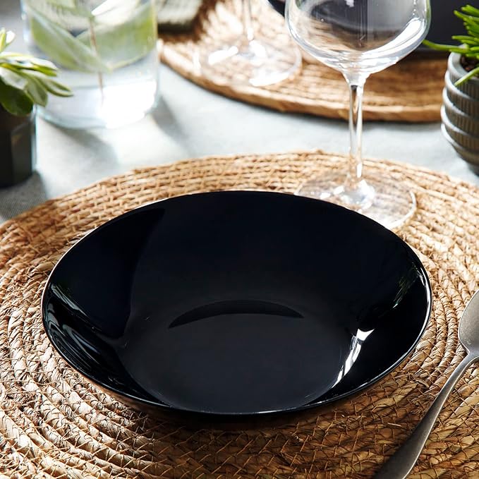 Luminarc Arcopal Zelie Black Glass Dinnerware Set 12 Pieces 4 Seater Black