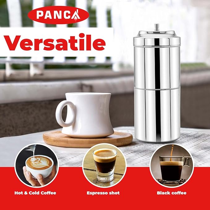 Stainless Steel South Indian Filter Coffee Maker | Traditional Drip Coffee Decoction Maker for Hot &amp Cold Coffee (600ML)