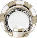 Luxury Dinnerware Set for 6 24 Pieces Black and Gold Striped Dishes Set with Teacup snd Saucer Bone China Plate Sets for Brunch Housewarming Anniversary Present