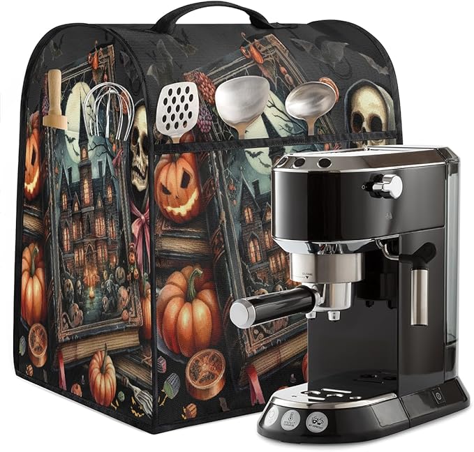 cfpolar Kitchen Aid Mixer Cover Compatible with 6-8 Quarts Halloween Skull Pumpkins Stand Mixer Cover Kitchen Aid Mixers Accessories Appliance Organizer Bag Dust Covers with Zipper Pocket