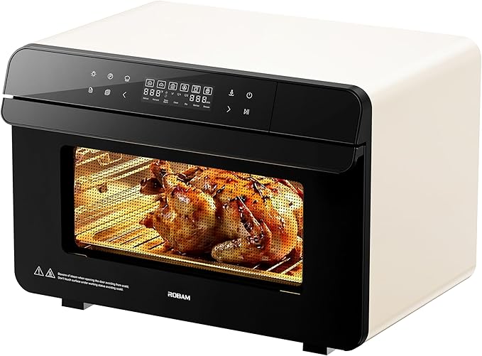 ROBAM Toaster Air Fryer Combi Oven Countertop Steam Oven 20-in-1 with Convection Steam Roast &amp Bake Multi-Stage Cooking Self-Clean 7 Modes 30 Built-In Recipes for Kitchen Pizza Baking (White