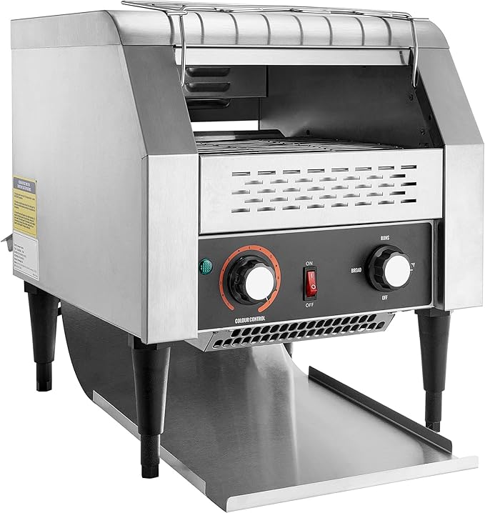 Happybuy 300 Slices/Hour Commercial Conveyor Toaster Heavy-Duty Stainless Steel Electric Toaster Oven for Restaurant Toast Bagel Bun Bread