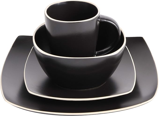 Gibson Soho Lounge Dinnerware Set Service for 4 (16pcs) Matte Black