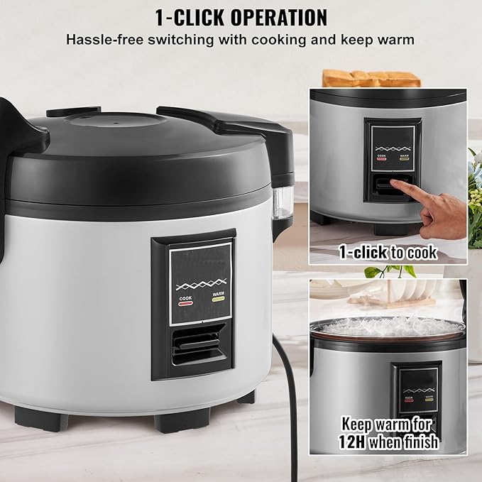 Rice Cooker 60-Cup 13L - Large Capacity Non-Stick Inner Pot 12H Keep Warm 3D Heating Restaurant Grade Electric Rice Cooker