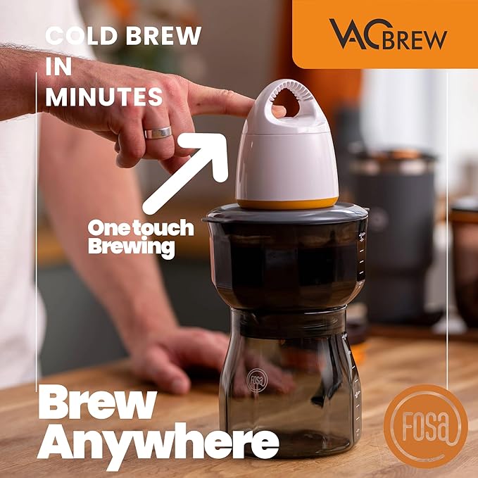 FOSA VacBrew - The Ultimate Hot &amp Cold Brew Vacuum Coffee Maker | 4-Program Timer with 17oz (500ml) Dual-Use Carafe (3 Programs Timer Vacuum Pump included)