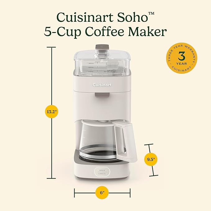 Cuisinart Soho™ 5-Cup Coffee Maker Truffle DCC-5TRNAS