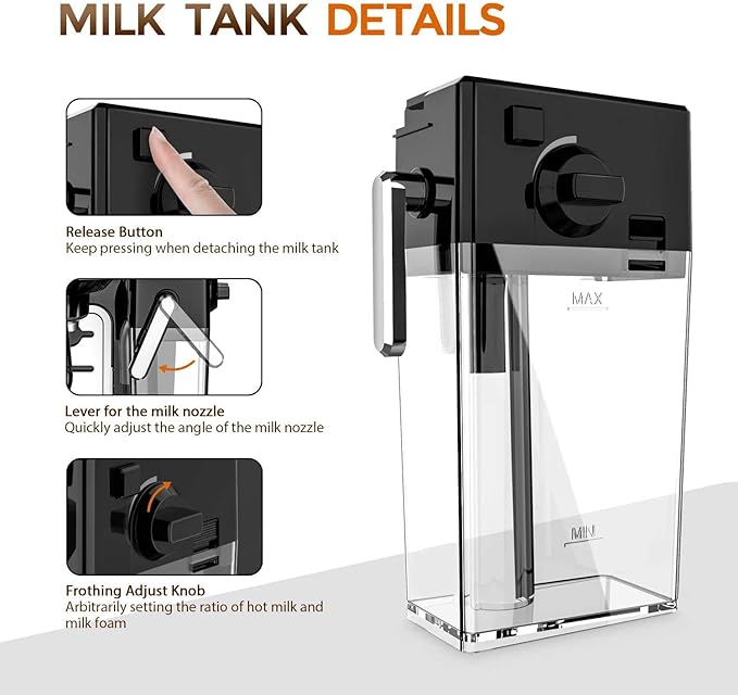Espresso Coffee Machine Cappuccino Maker with 19 BAR Pump &amp Built in Powerful Milk Frother &amp SteamerOne-Touch Brewing for Cappuccino/Latte/MokkaSingle/Double Cups Function for Espresso with